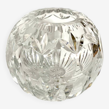 Chiseled crystal ball vase