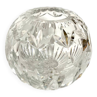 Chiseled crystal ball vase