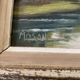 Oil on canvas framed river landscape