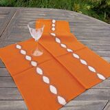 6 serviettes de table orange, seventies