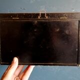 Vintage formica clock silent rectangular wall clock "Blue wood flash"