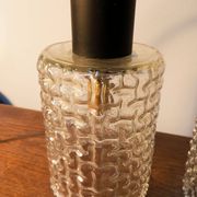 Pair of hanging lamps, glass and metal portable lamps