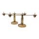 Brutalist brass pair of candle holders, France 1970