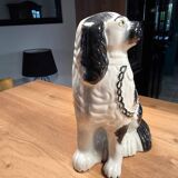 Pair of Staffordshire-type ceramic dogs - King Charles - 20th century