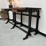 Old workbench with cast iron base, 1950s