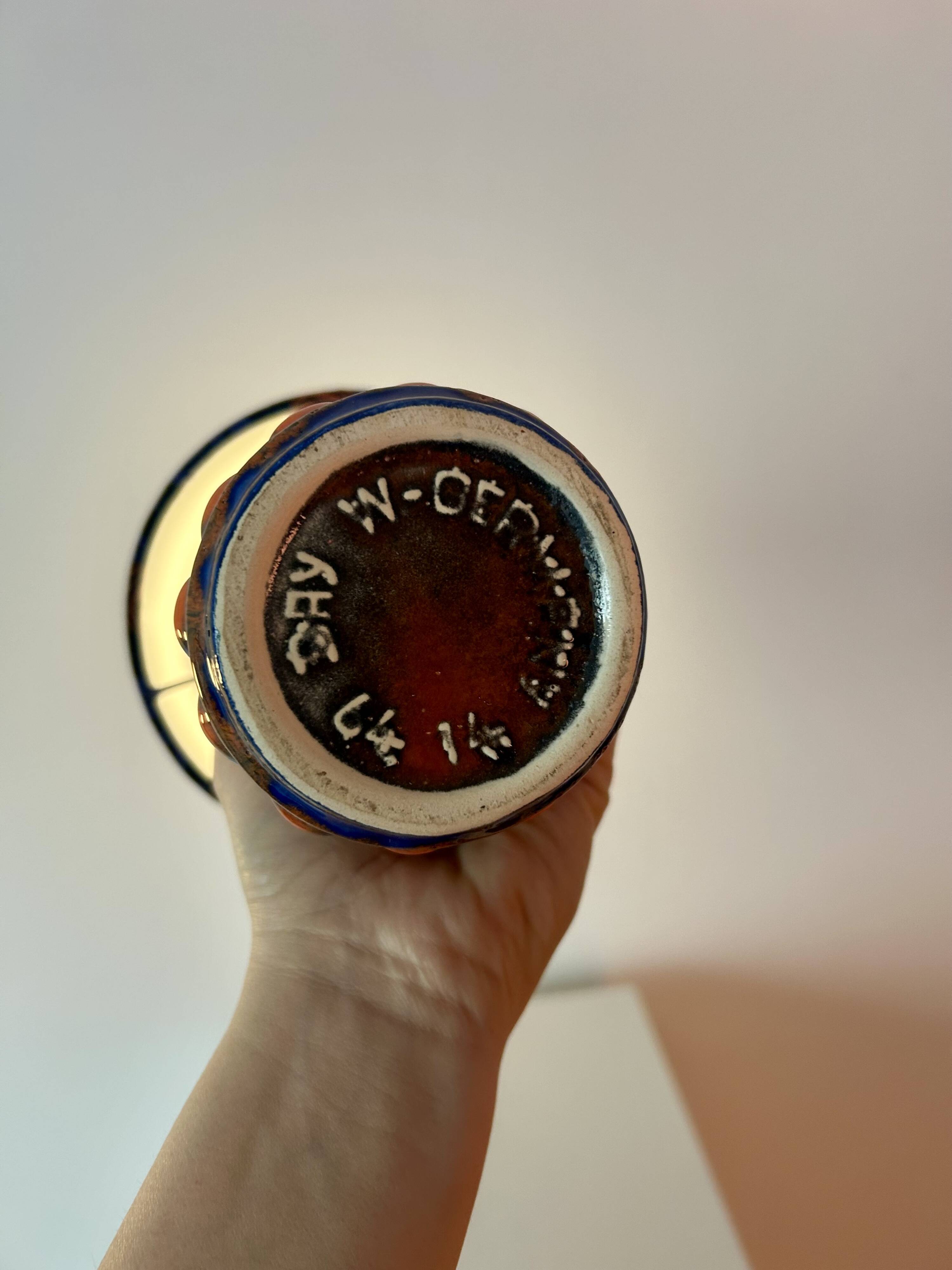 Upcycled table lamp from West Germany, Pop-Art vase by Bay Keramik