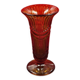 Art Deco Pressed Glass Vase Amber Color 25.3 cm