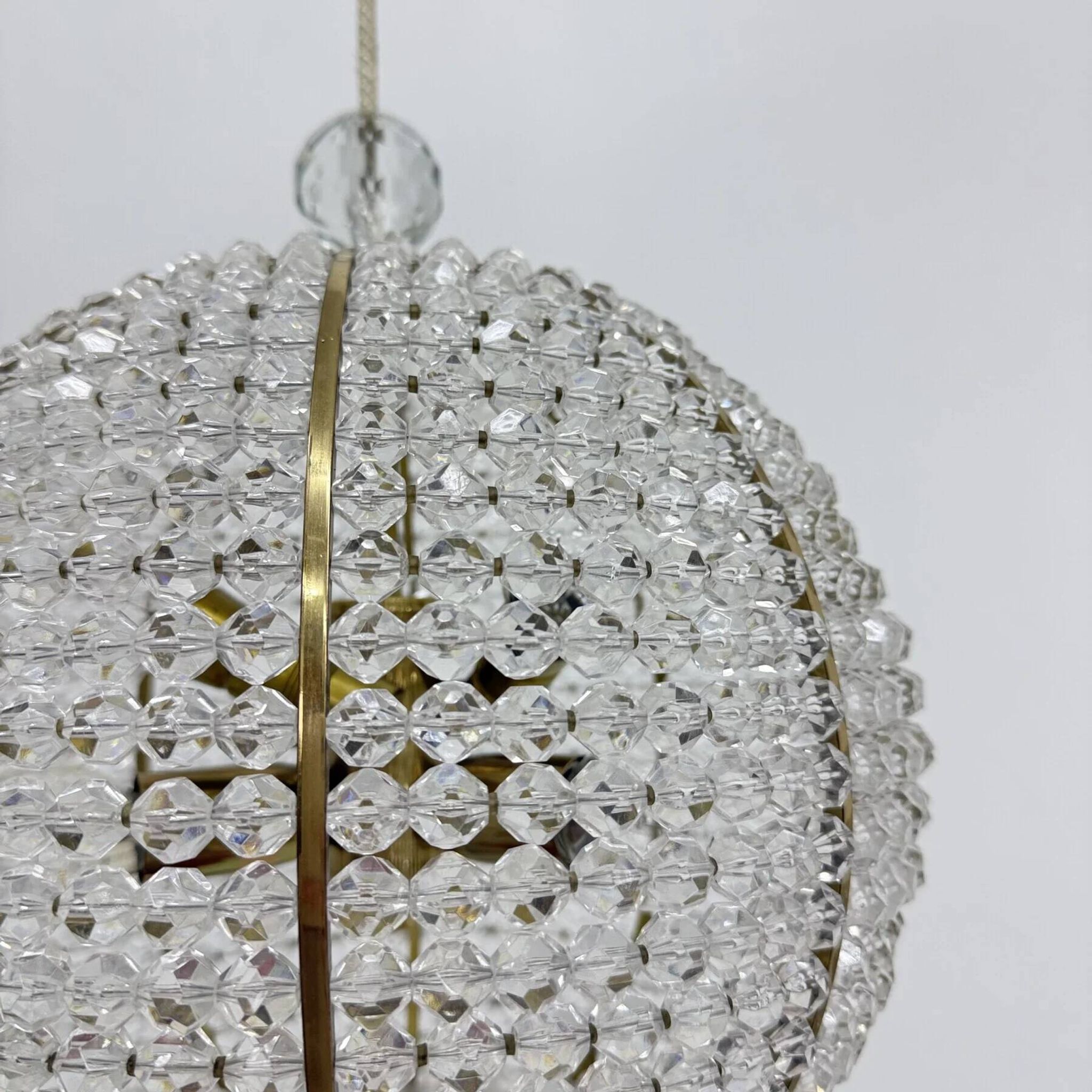 Brass & acrylic ball hanging lamp pendant by Emil Stejnar, 1950s