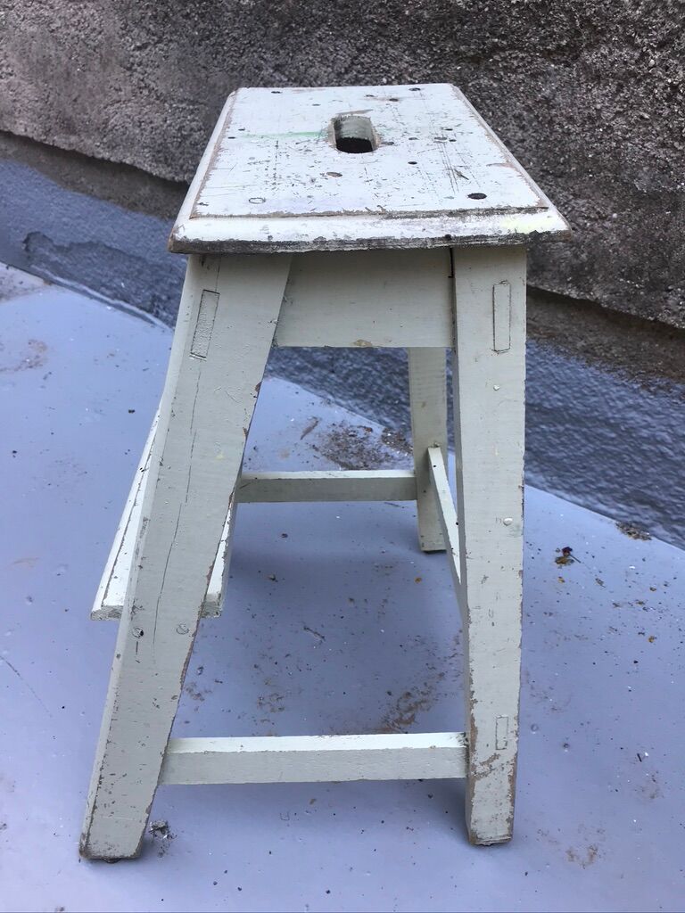 Escabeau marche pied bois vintage