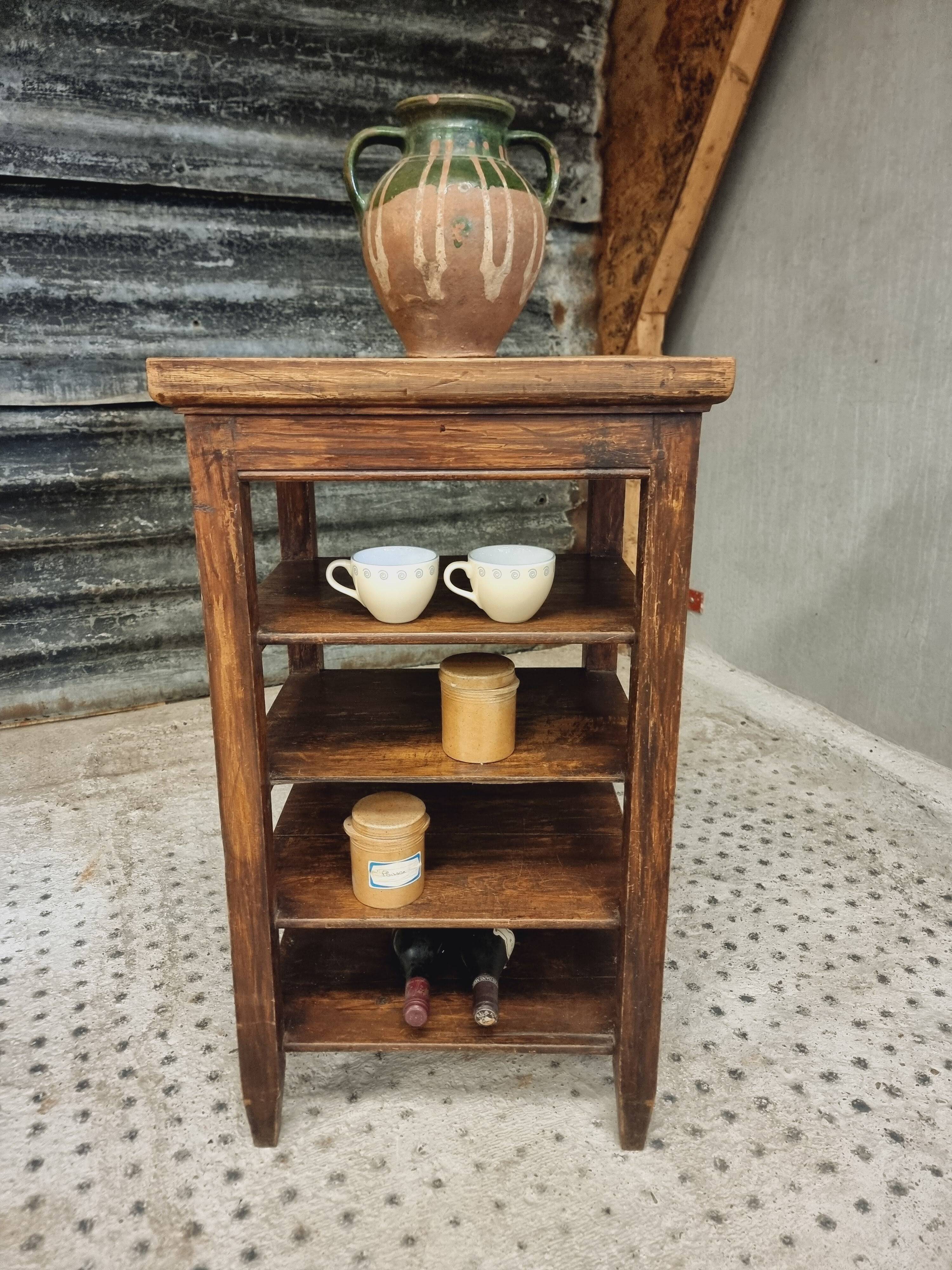 Antique side table shelving unit etagere wood