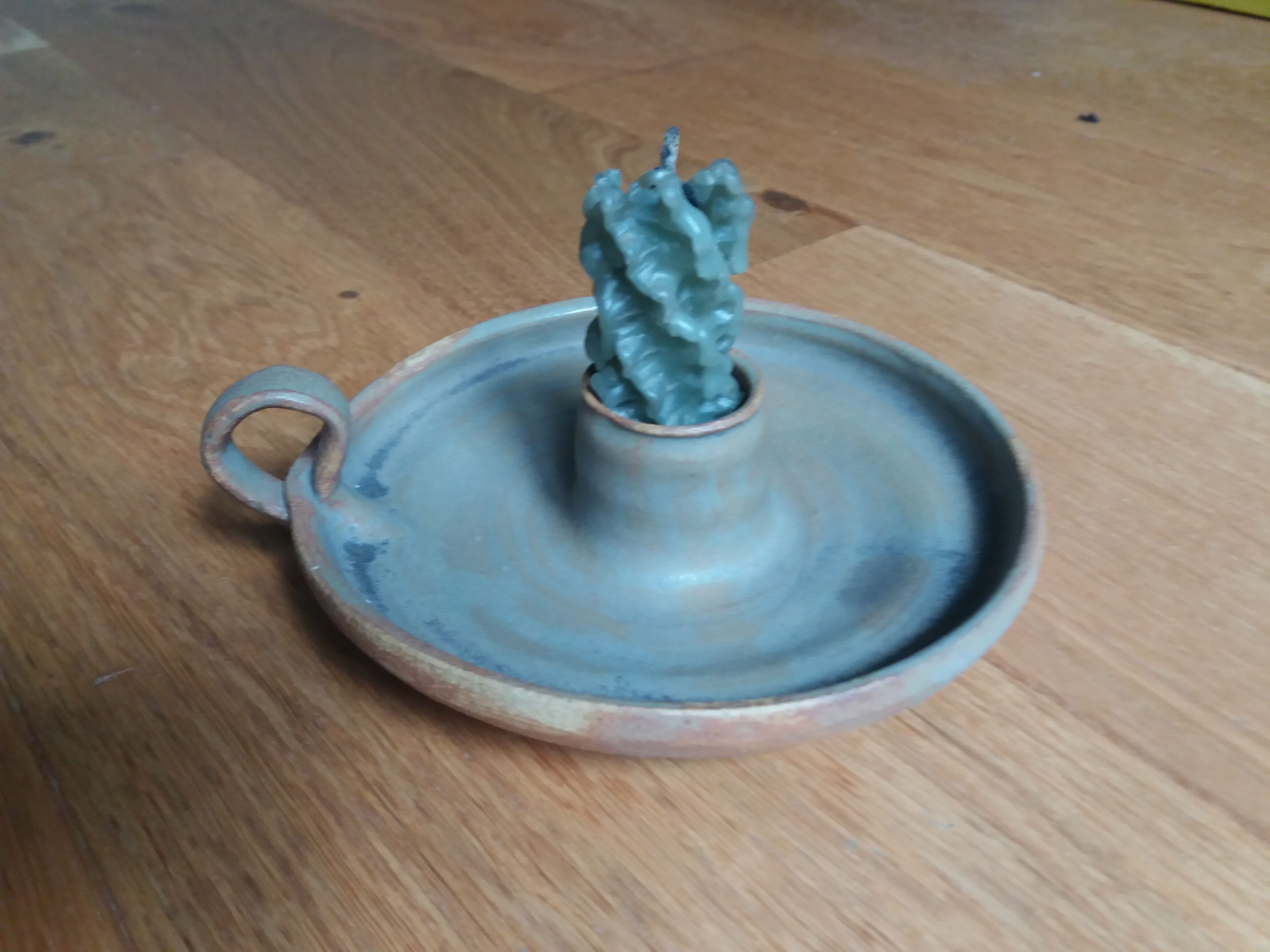 Ceramic cellar rat candle holder signed