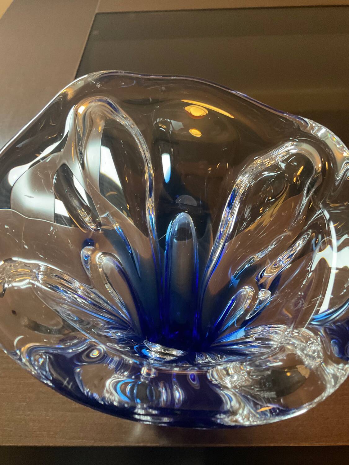 Two-tone glass paste vase from the 70s