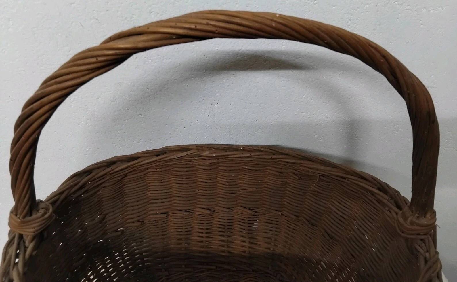 Antique Wicker Basket with Vintage Handle