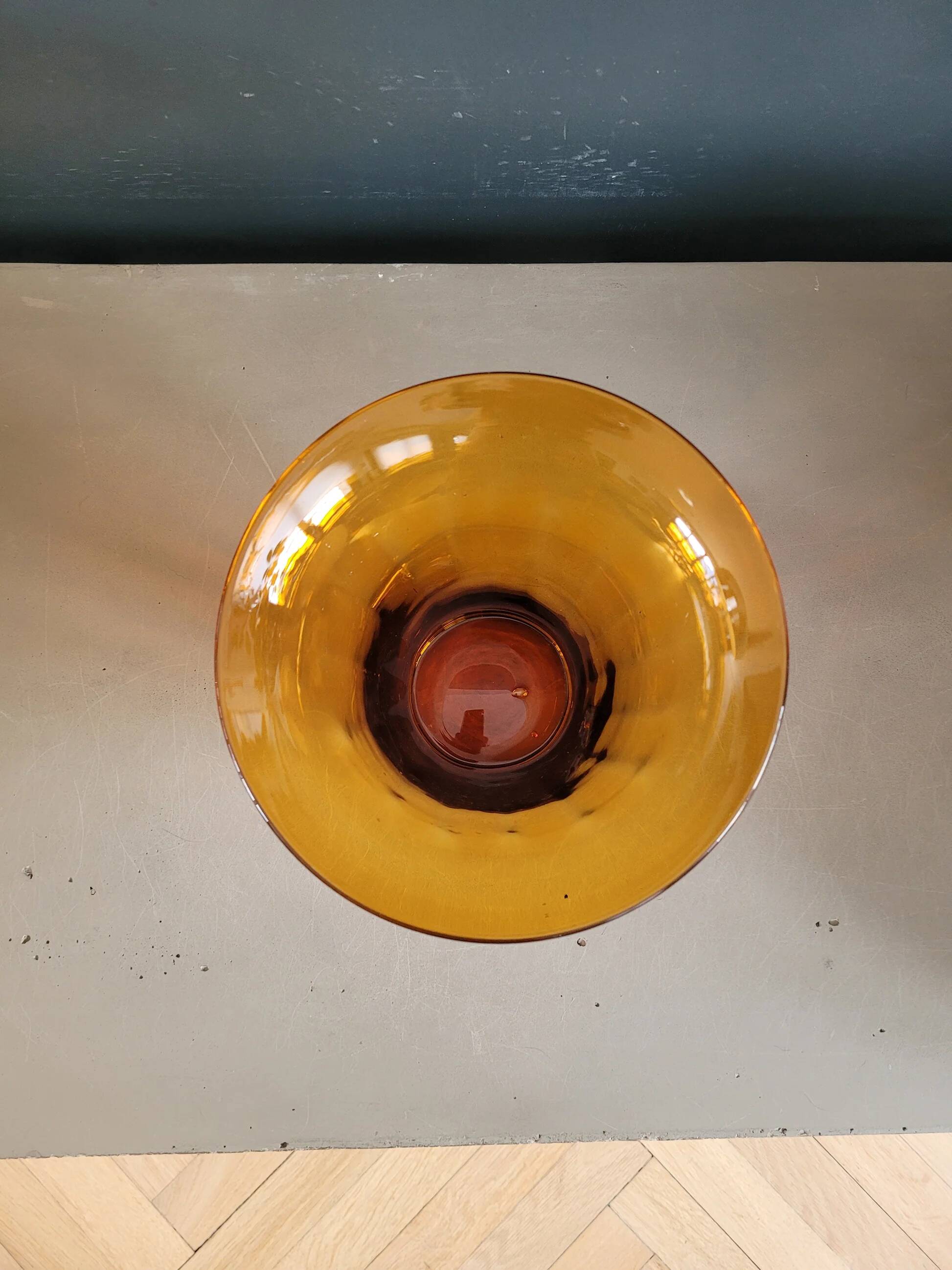 Amber glass flared vase