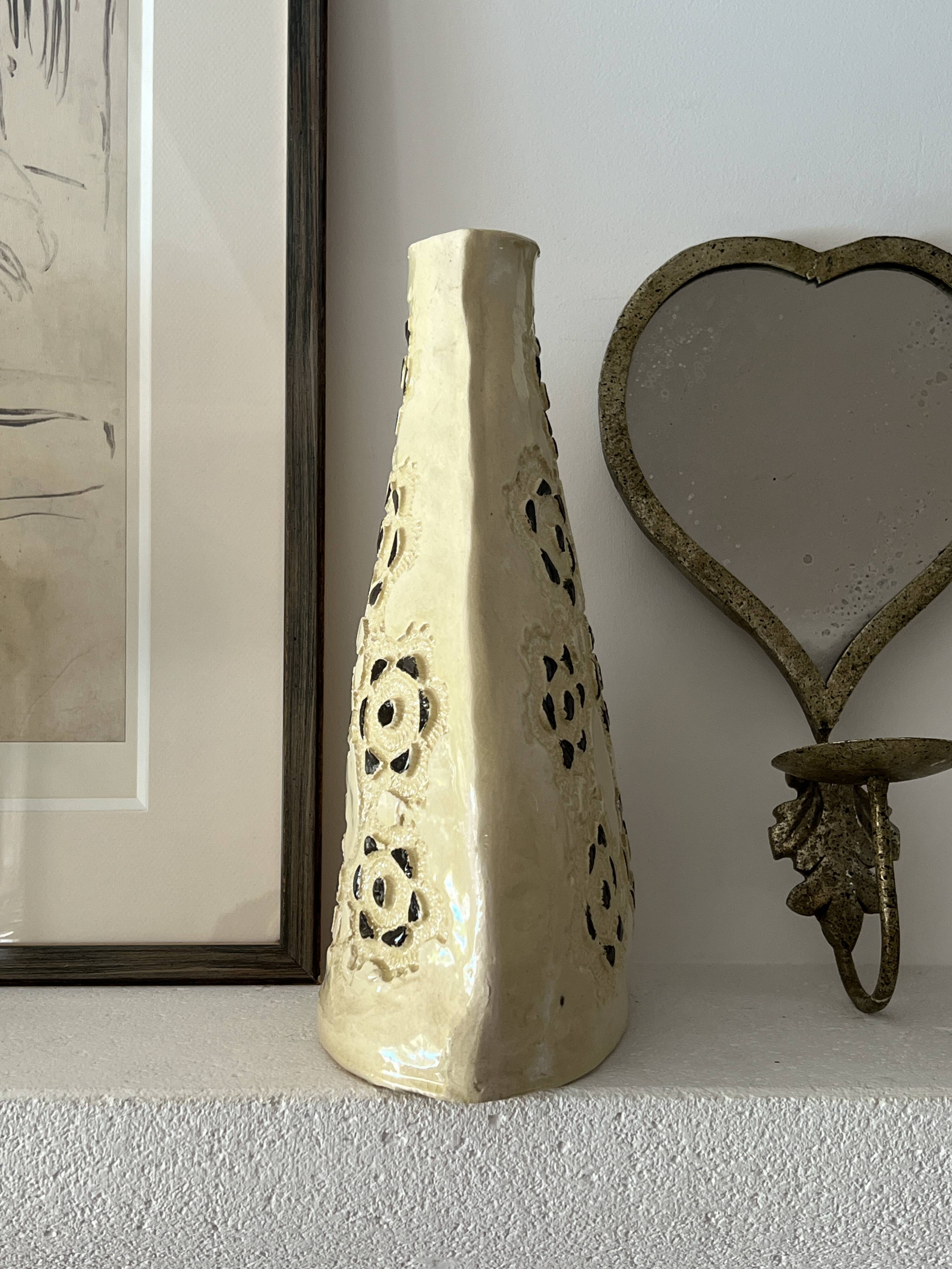 Handmade ceramic vase signed - vintage 20th century