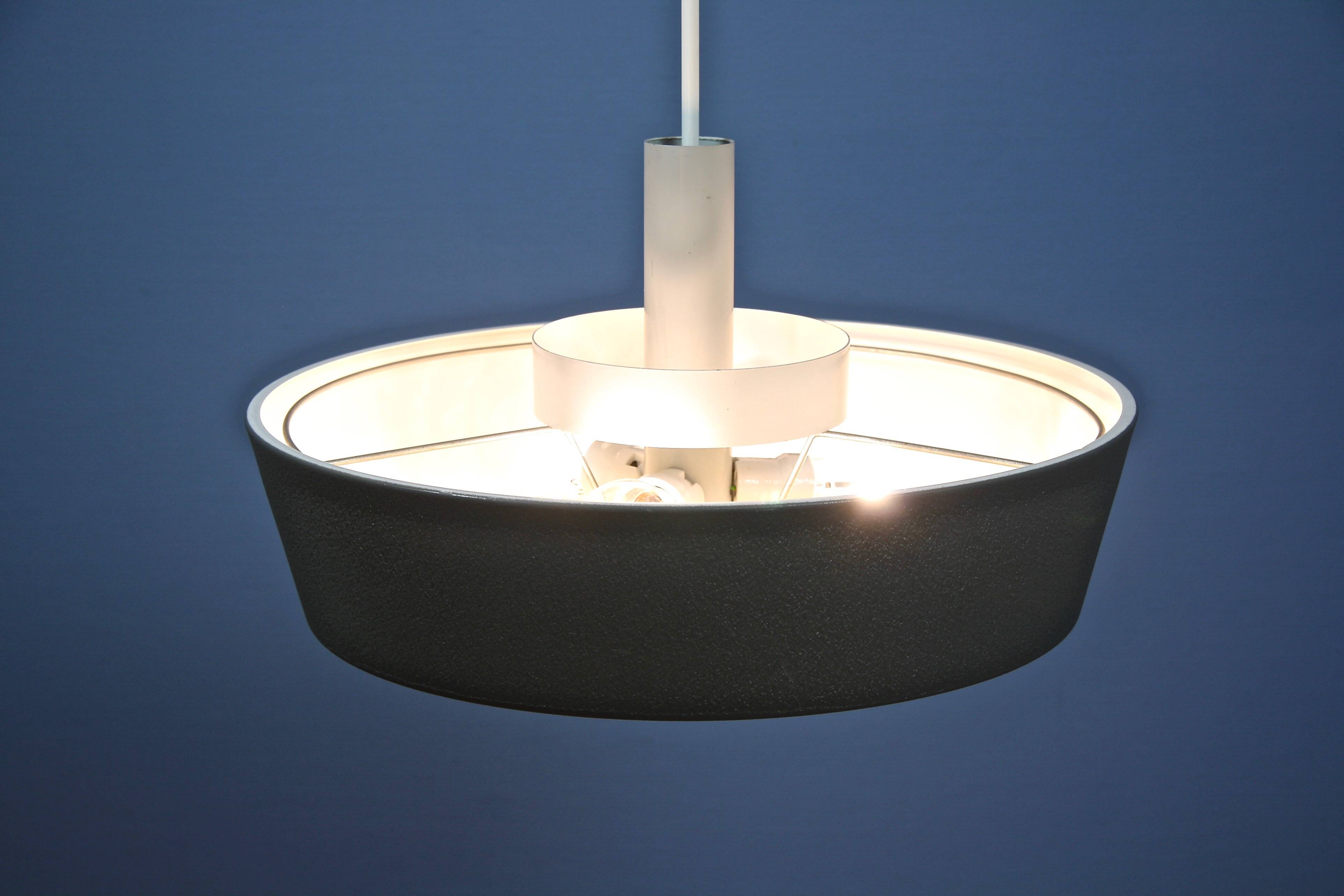 Dutch pendant light in black by Niek Hiemstra for Evolux, 1960s
