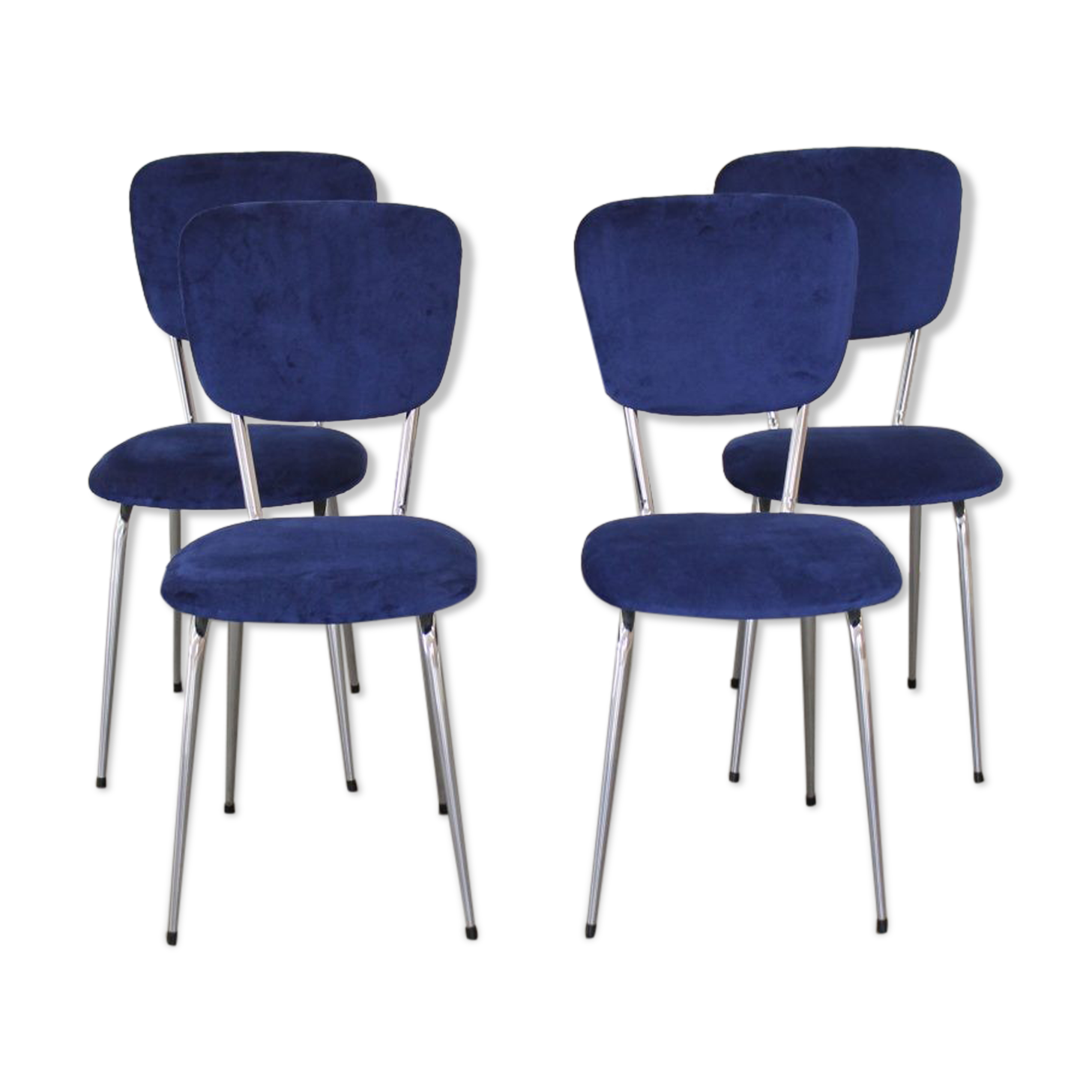 4 chairs 1960 formica velvet blue