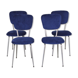 4 chairs 1960 formica velvet blue