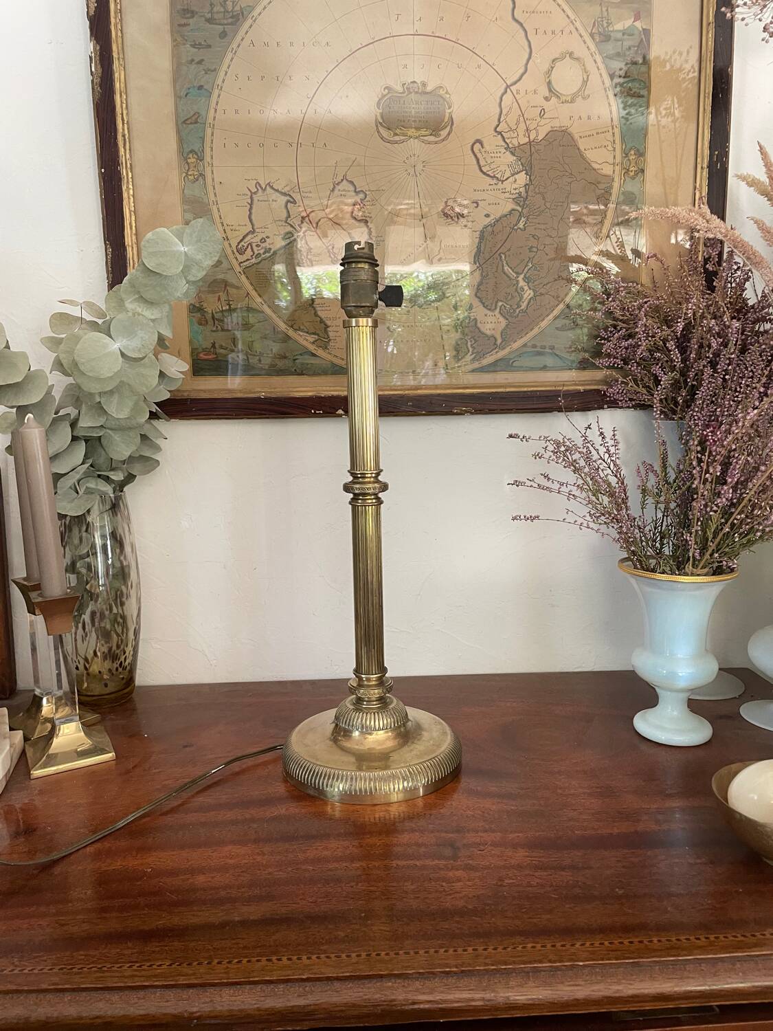 Brass column lamp 43cm circa 1900