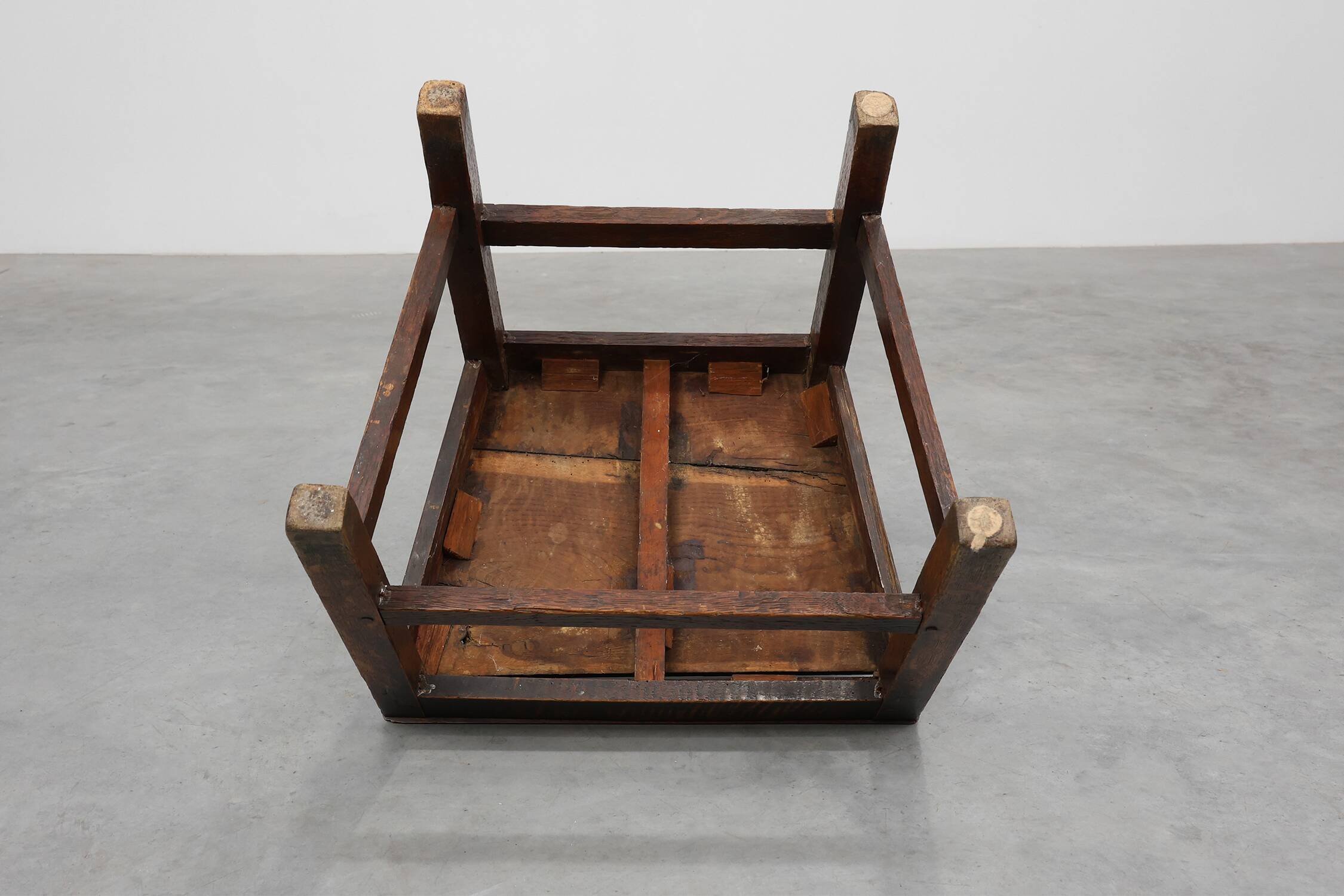 Antique oak late 19th century oak side chair, Belgium