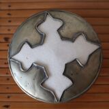Russian box in white ceramic swaddled and metal