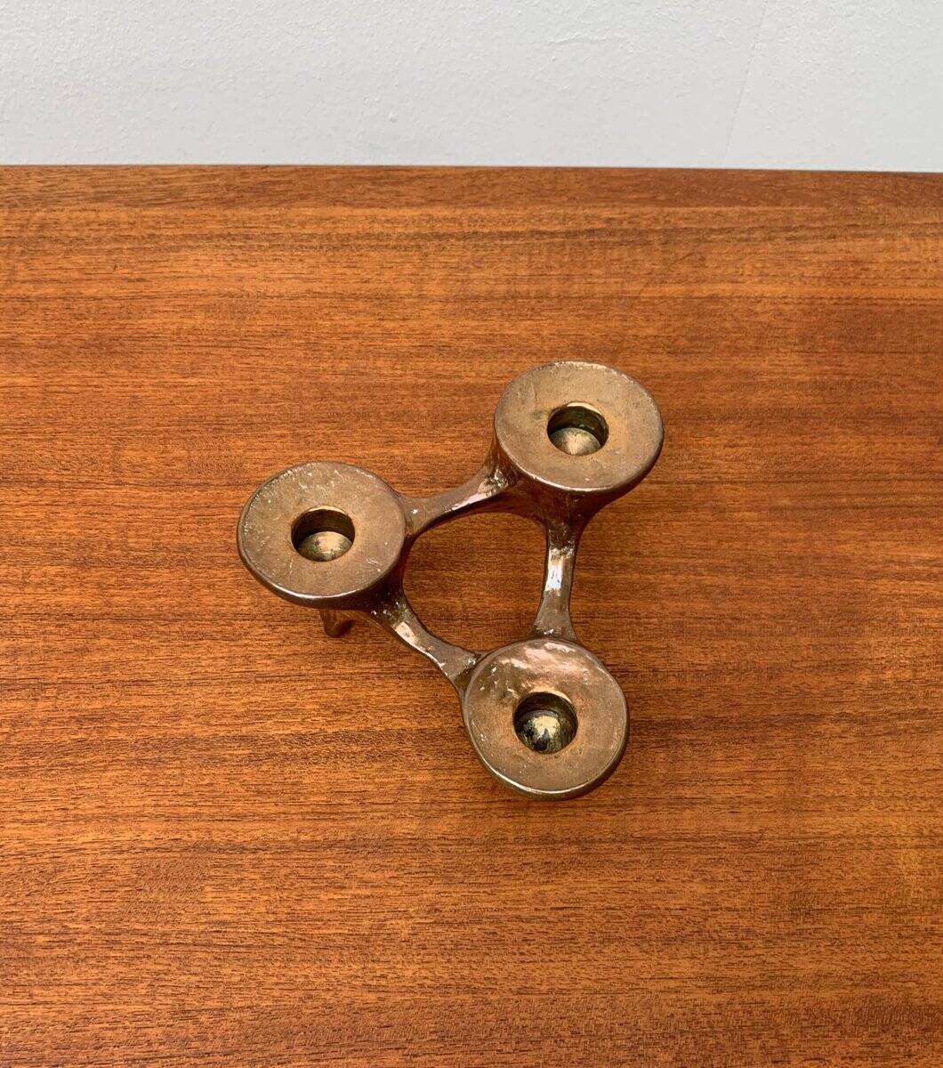 Vintage German brutalist metal candlestick by Harjes