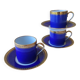 3 royal blue and gold cups and saucers - Royal Limoges porcelain