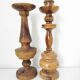 Set of 4 turned wooden candle holders