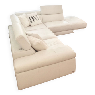 Salon d'angle cuir blanc natuzzi