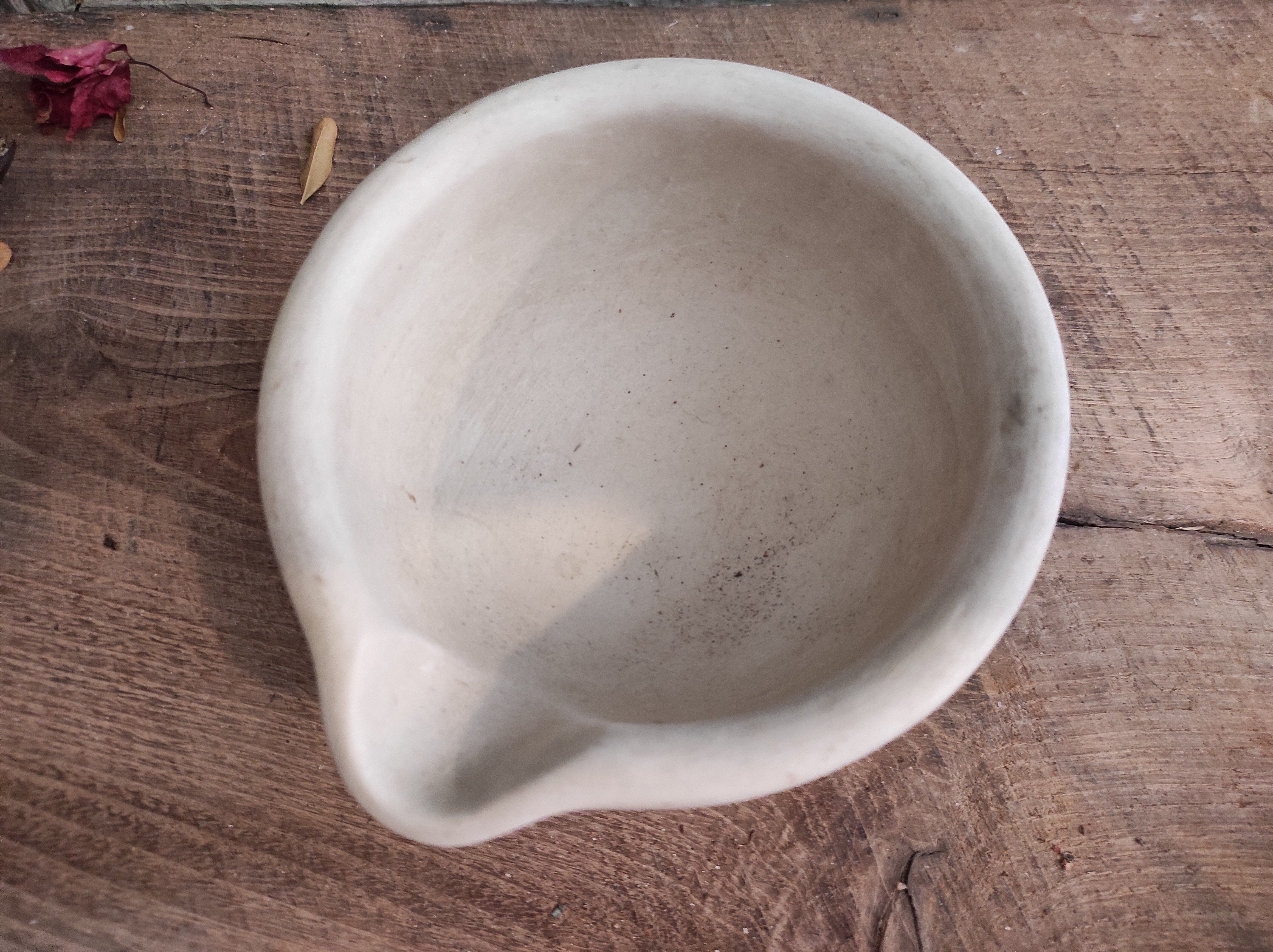 Vintage English ceramic and wooden mortar and pestle set