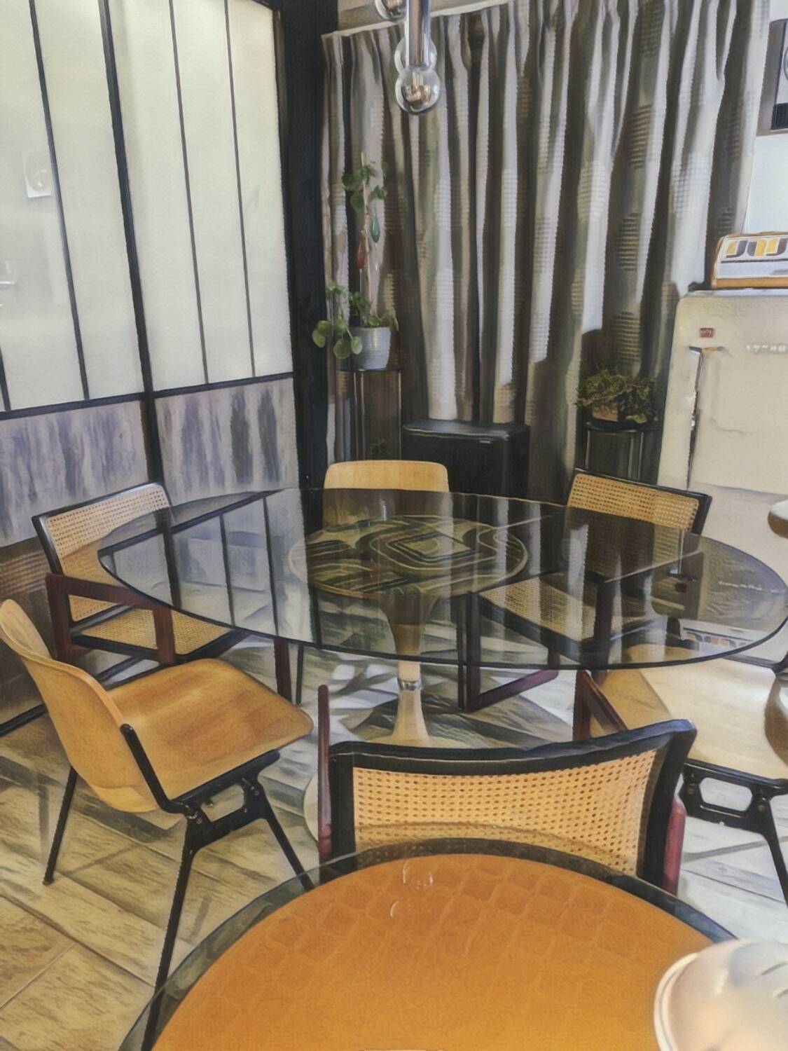 Pascal Mourgue rare set of 3 caned sleigh armchairs in lacquered wood for vintage 80s triconfort