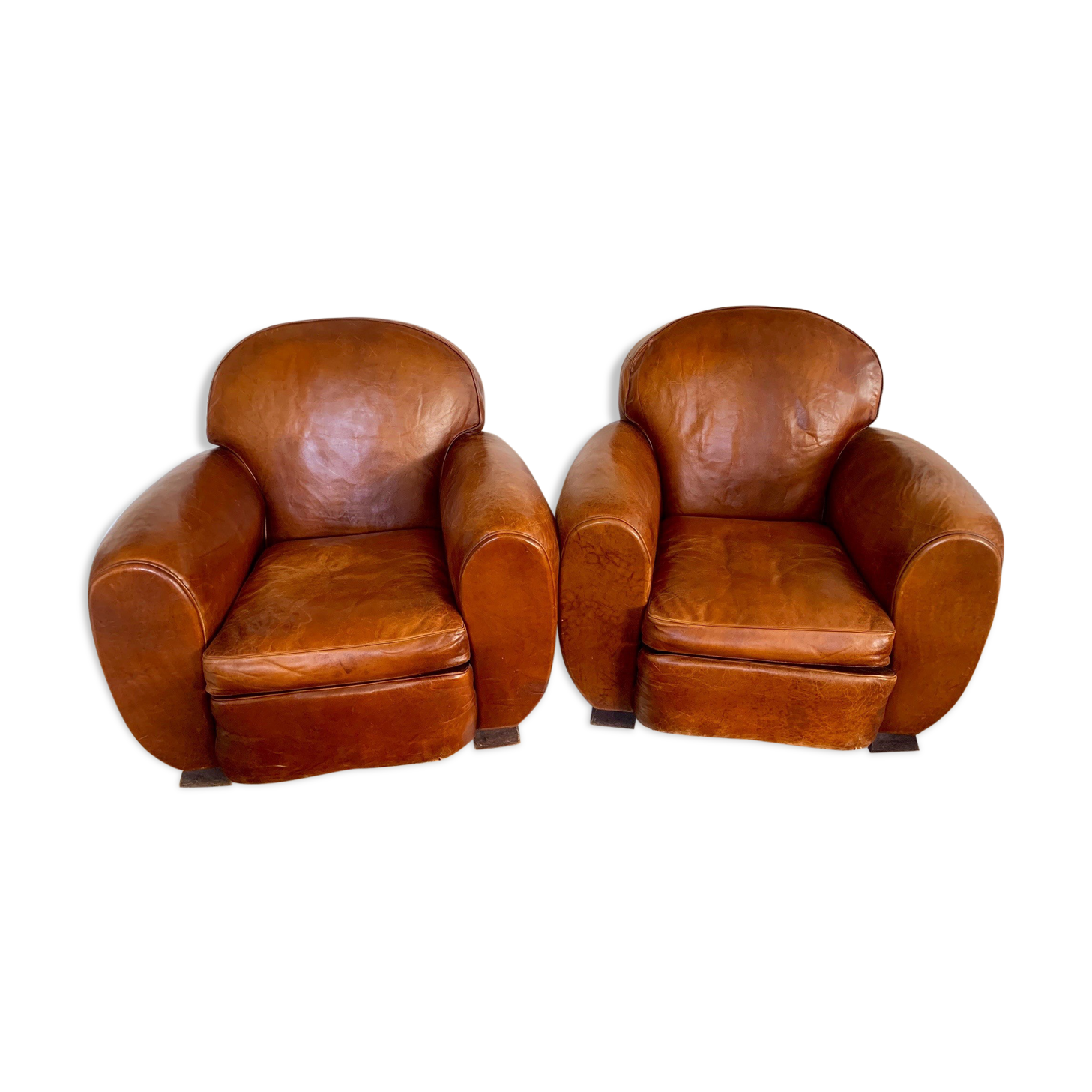 Pair of leather club chairs