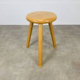 Brutalist solid wood tripod stool
