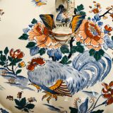 Large soup bowl in Gien earthenware model rooster and peonies