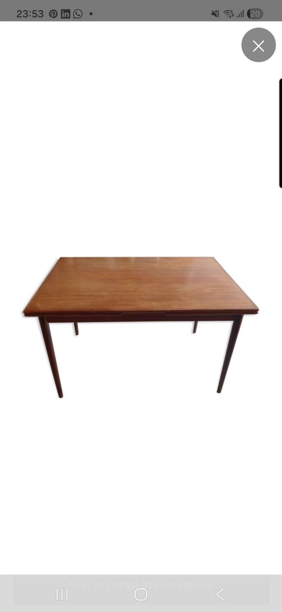 Table vintage en teck Willy Sigh