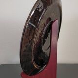 Plat en terre cuite vernissée des années 50 du Dauphiné Gaetana Marino vignes