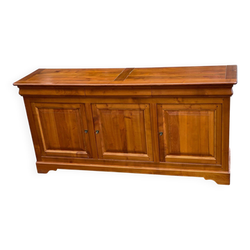 Massive cherry wood sideboard with 3 doors and 3 drawers, Louis Philippe style.
