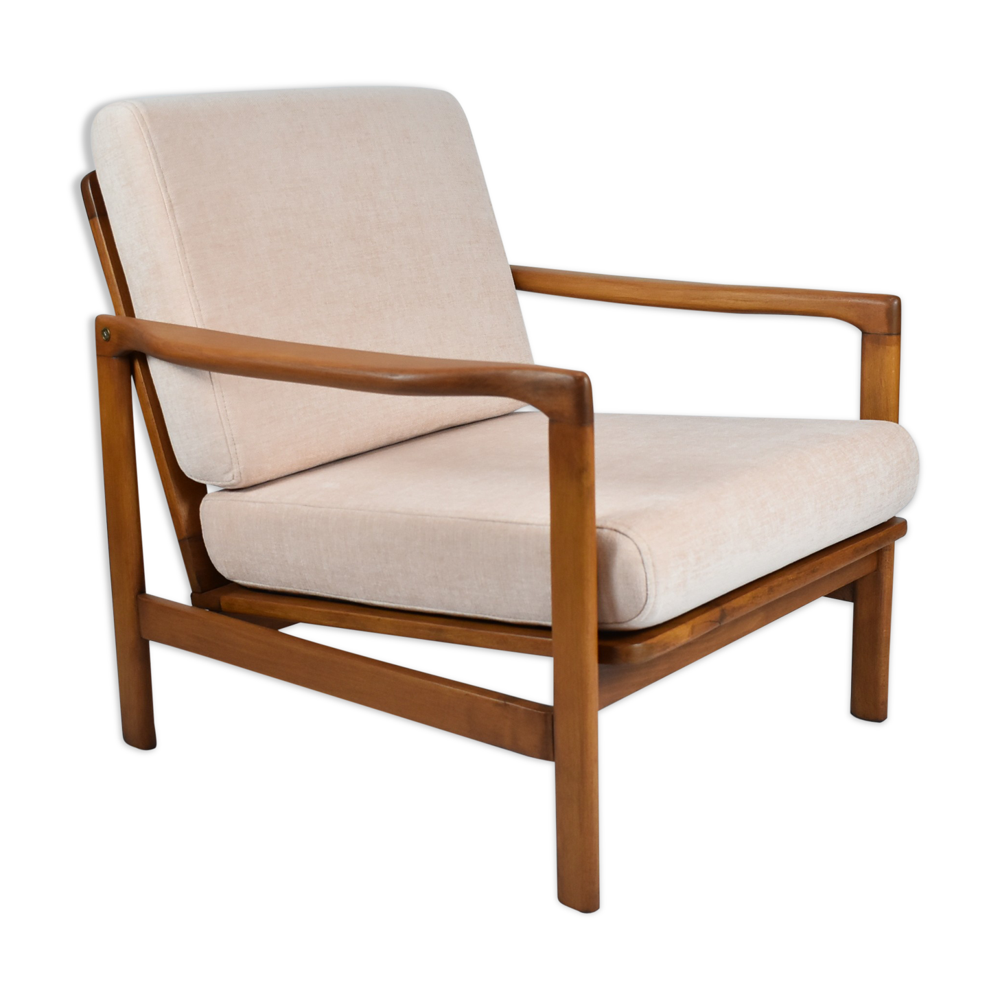 Fauteuil d'origine scandinave, conçu par z. Baczyk, entièrement restauré, années 1960, rose poudre