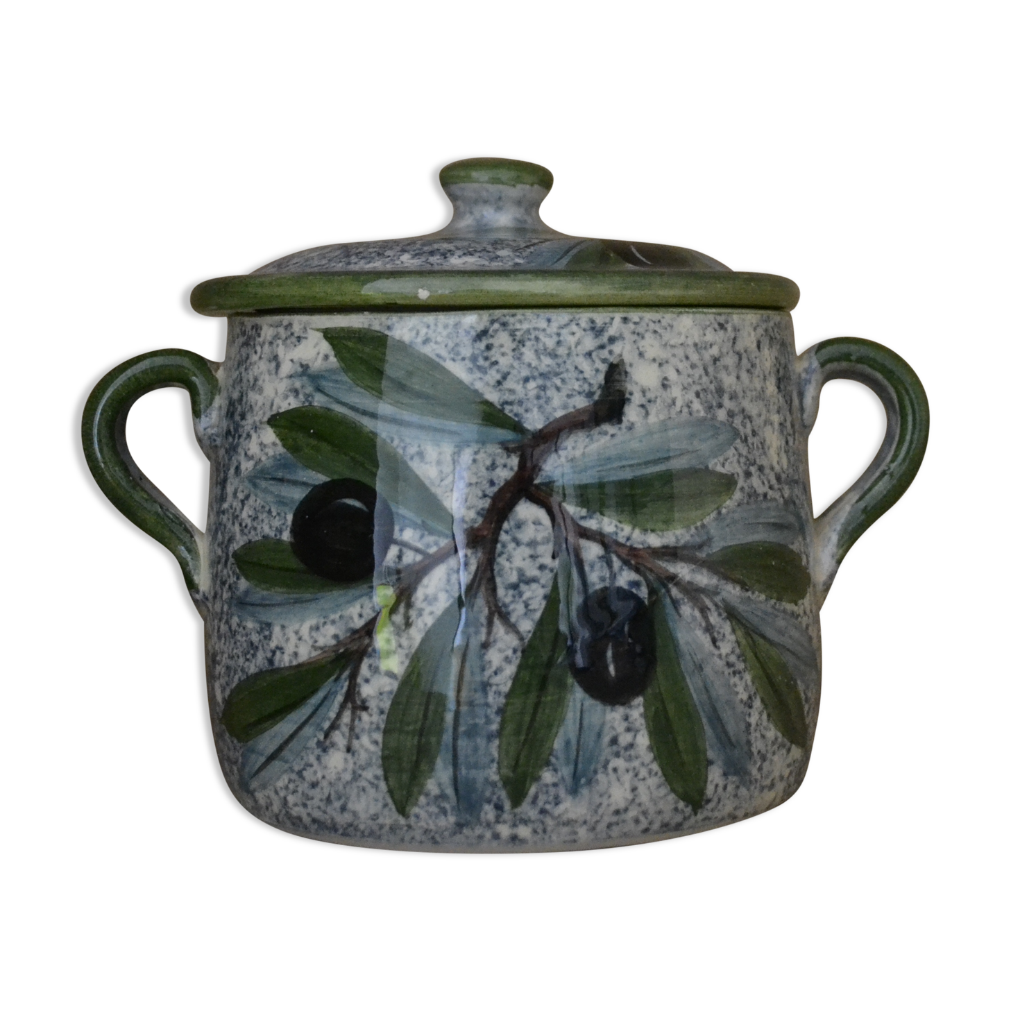Pot Vallauris/ Aegitna blue and green olive pattern