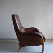 Fauteuil lounge en cuir marron | Pays-Bas | Années 1980