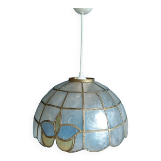 Chandelier mother-of-pearl checkerboard brass