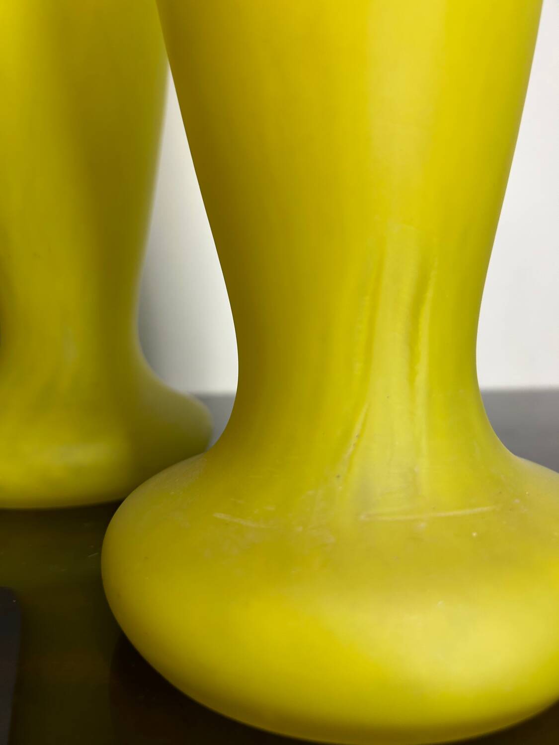 Pair of Art Deco yellow glass paste vases