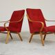 Pair of red armchairs 6953 by Jaroslav Smidek for Ton Bystrice Thonet 1960