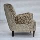1960s, Danish armchair, light green furniture velour, teak wood legs.