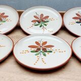 6 enamelled stoneware dessert plates