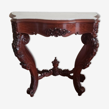 Carved wood and marble console