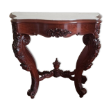 Console bois sculpté et marbre