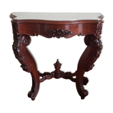 Console bois sculpté et marbre
