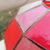 Faceted ball suspension in mother-of-pearl and vintage brass