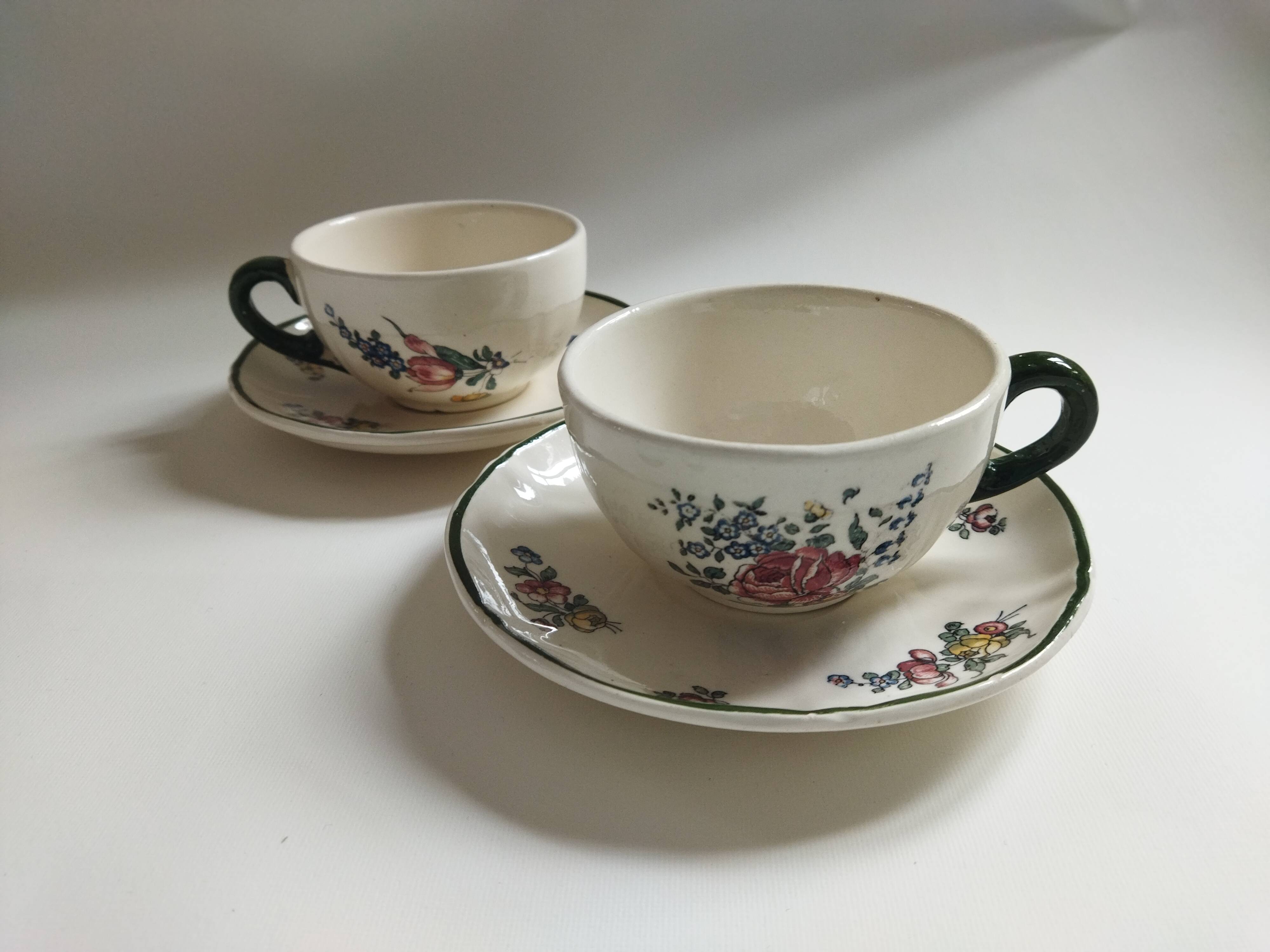 Old earthenware cups Villeroy & Boch 1562 Old Strasbourg